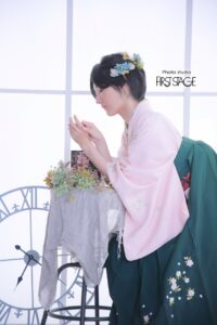訪問着と袴　卒業式　髪飾り