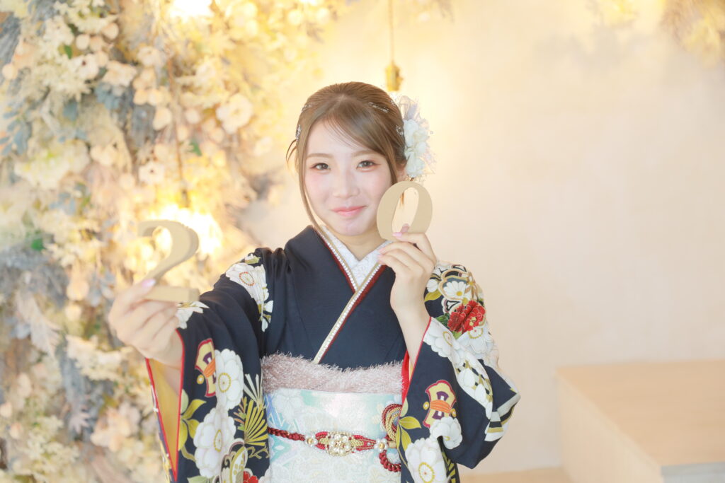 振袖　寝屋川　枚方　紺