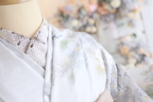 新作振袖小物　刺繍衿　くすみピンク