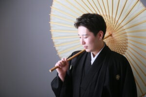 男性袴　前撮り　傘