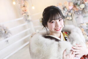 振袖　前撮り　コーディネート　成人式メイク