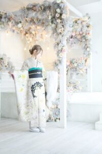 振袖　白　コーディネート