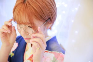 振袖ヘア　ショートボブ　ストレート