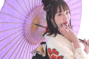 ハーフアップ　ミディアムボブ　振袖ヘア