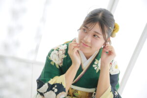 緑振袖 緑色振袖 古典振袖 成人式 振袖