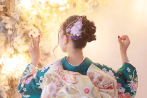 前撮り　振袖　ヘアスタイル
