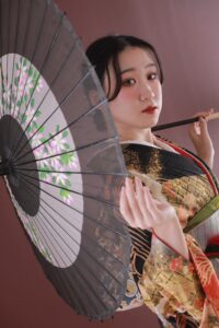 振袖　傘　前撮り