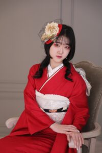 振袖コーディネート　シンプル　赤