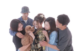振袖　家族写真