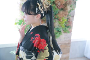 振袖　かっこいい　ポニーテール