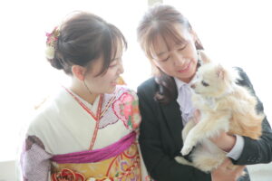 振袖　家族写真