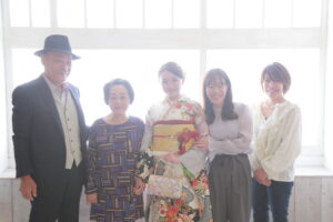 振袖　家族写真