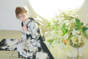 振袖　写真　黒