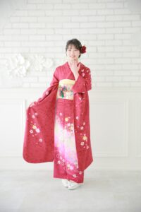 成人式　二十歳の集い　はたちのつどい　畑地の集い　振袖　振袖コーデ　赤色振袖　振袖レンタル