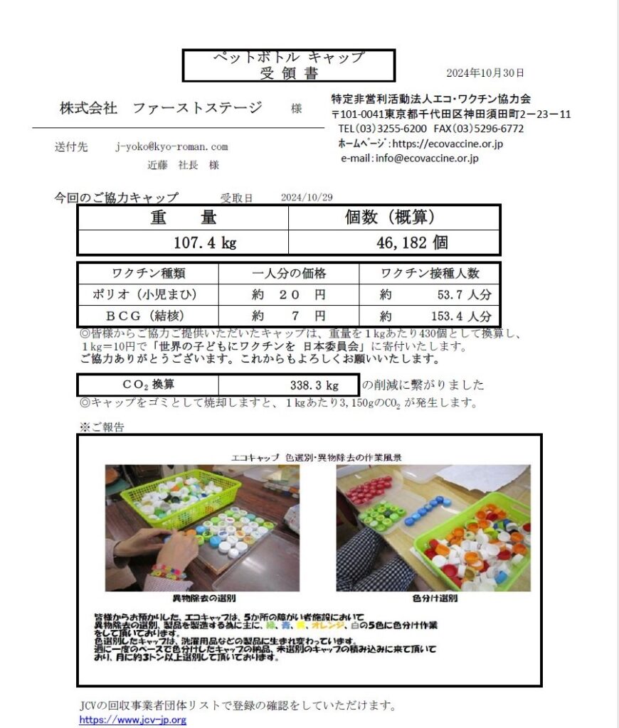 SDGｇ　ペットボトルキャップ　エコキャップ運動