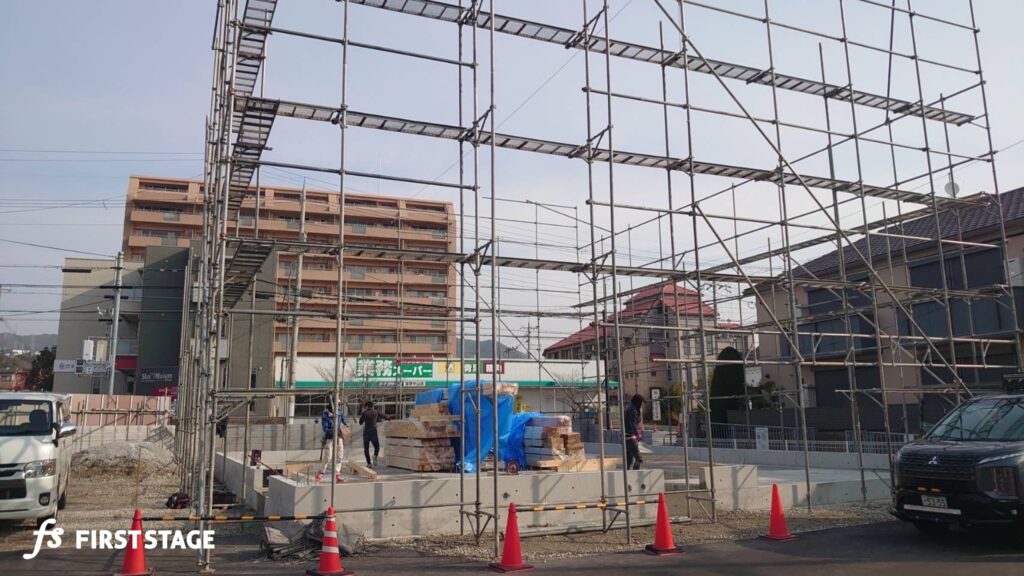 【中山寺店】建物の工事が本格的に進行中。